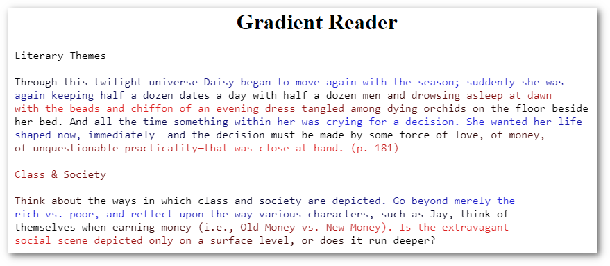 An example of the gradient reader.