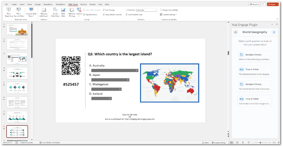 Clickable image question inserted into a PowerPoint.