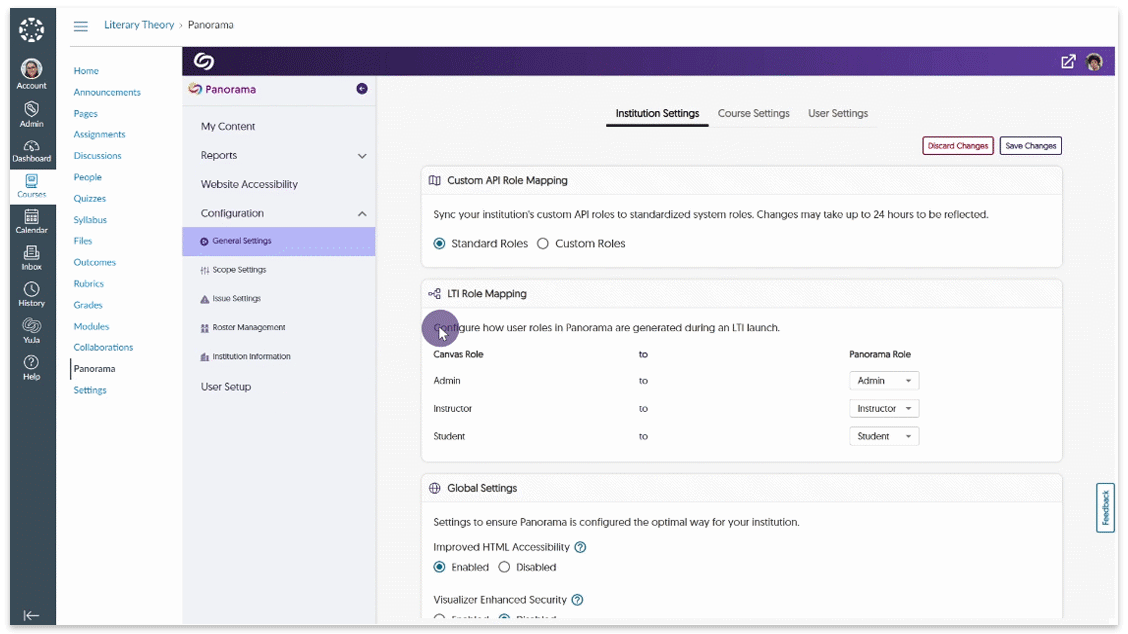 Adjusting language settings in Panorama.