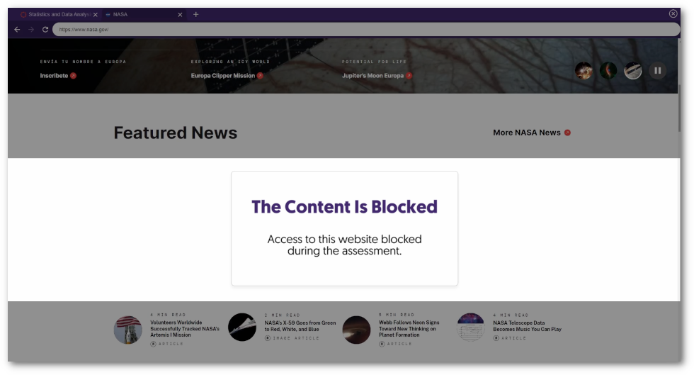 Embedded content within a website is blocked letting the user know they don't have access to the content.