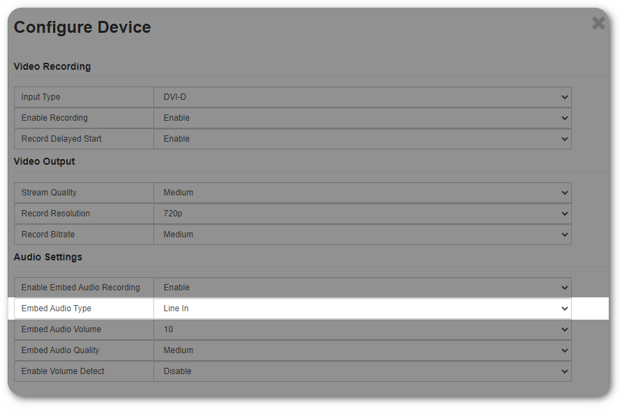 Configuration settings for the Hardware Hub device.