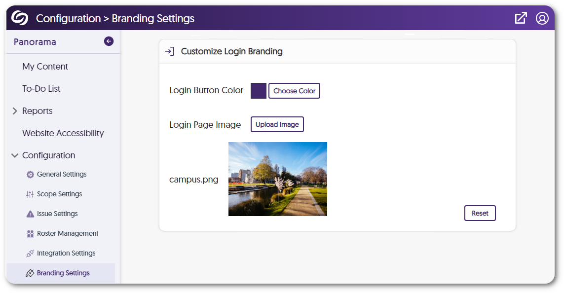The customize login branding page shows the option to insert an image.