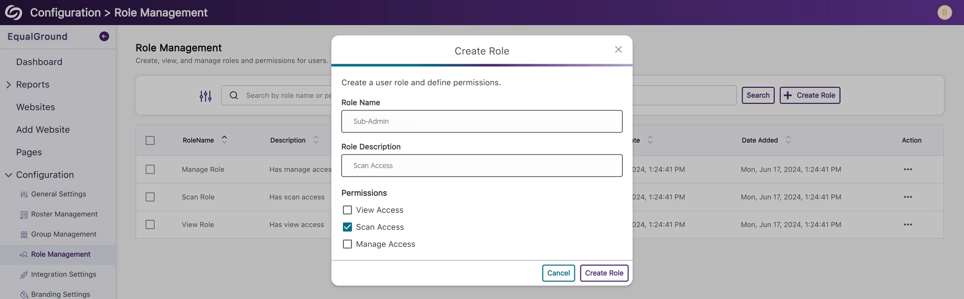 A modal showing the option to create a user for the platform. 