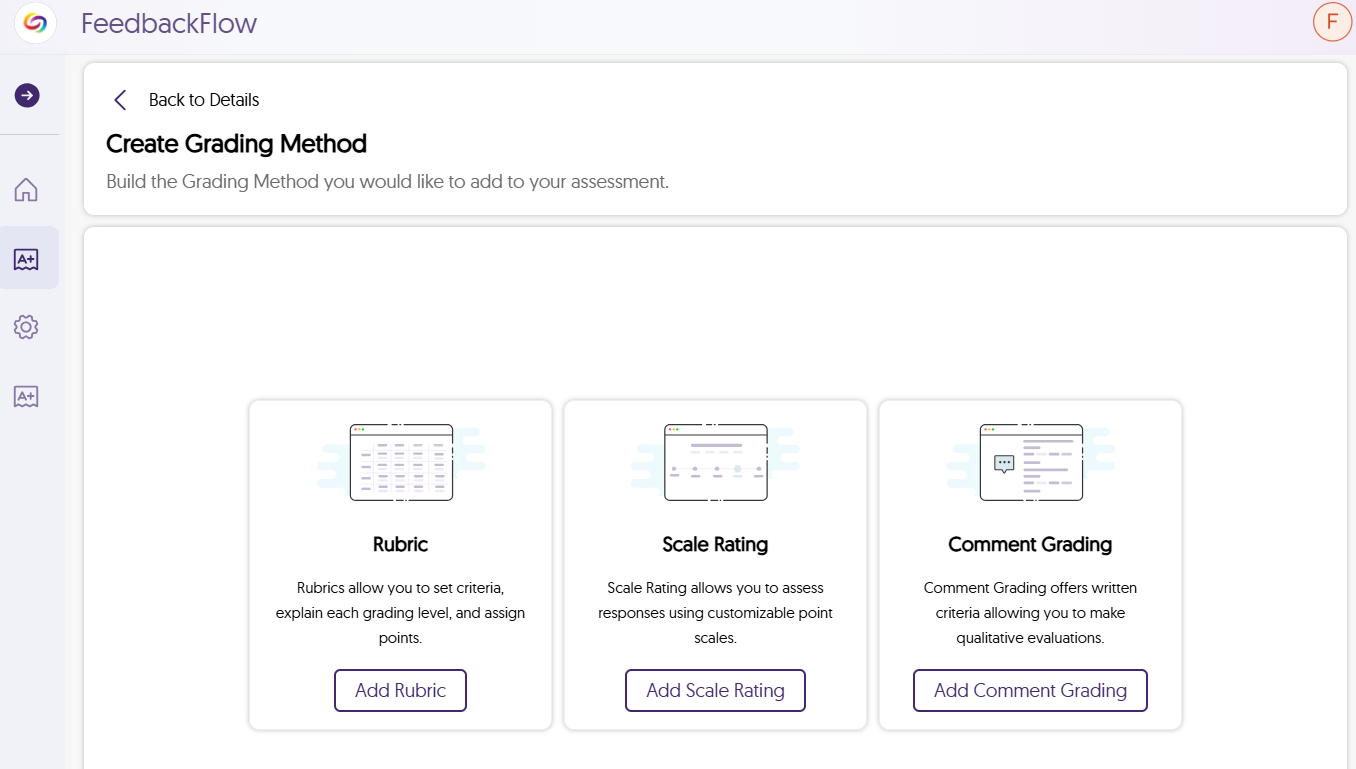 The image of the grading method selection page in FeedbackFlow.