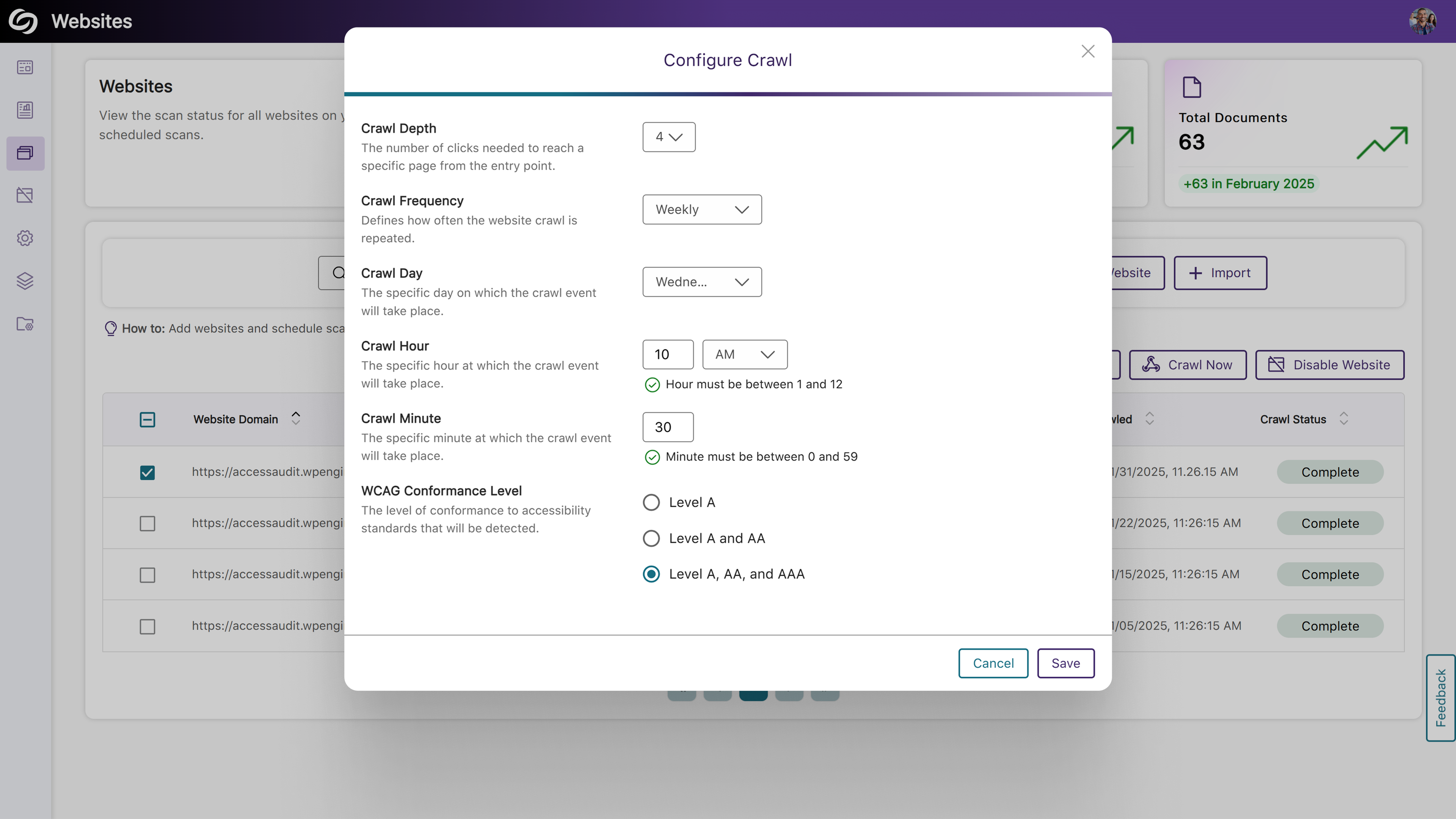 An image highlighting the Configure Crawl window in EqualGround.