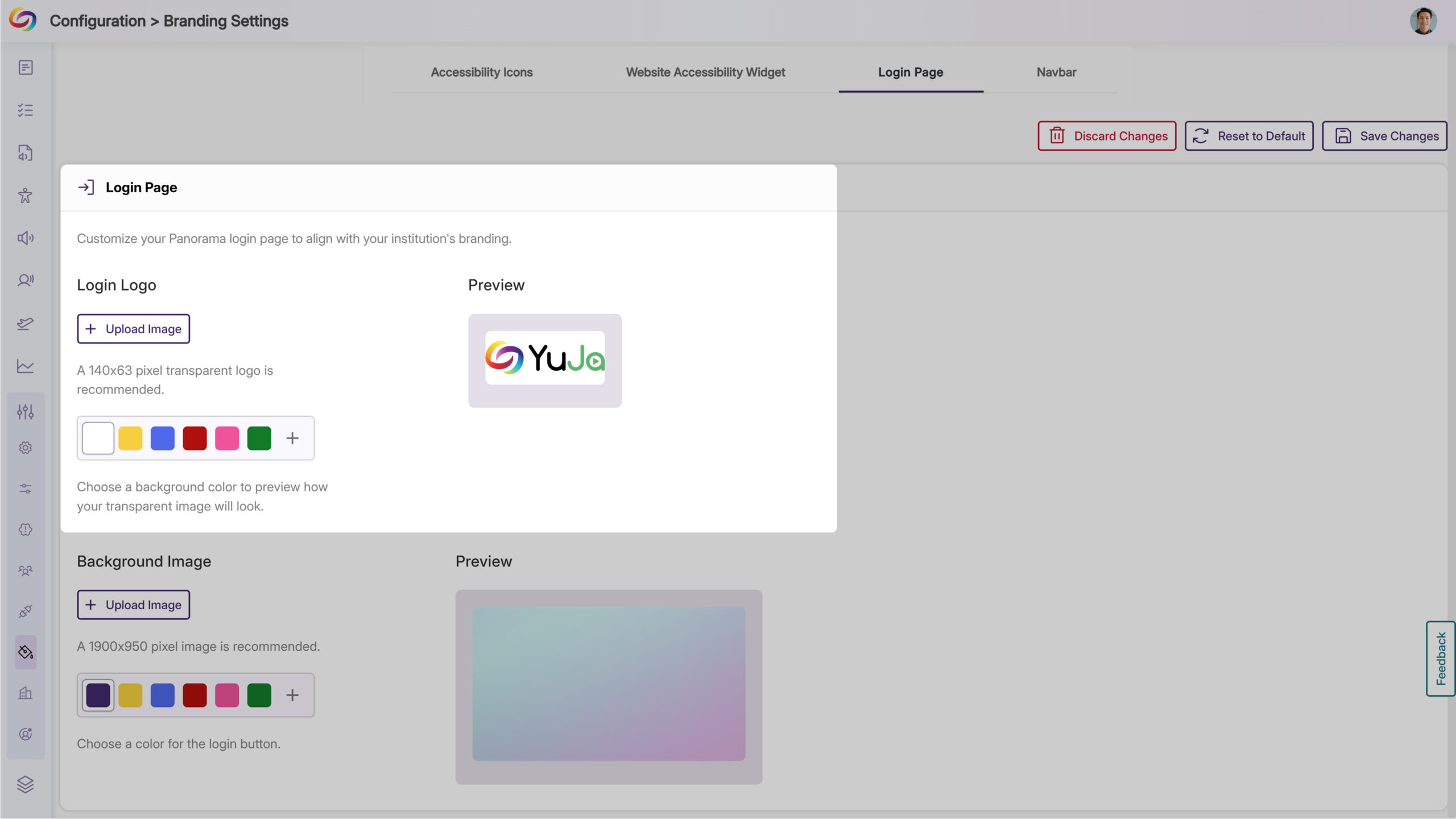 An image of the Login Page branding setting in Panorama highlighting the logo upload.