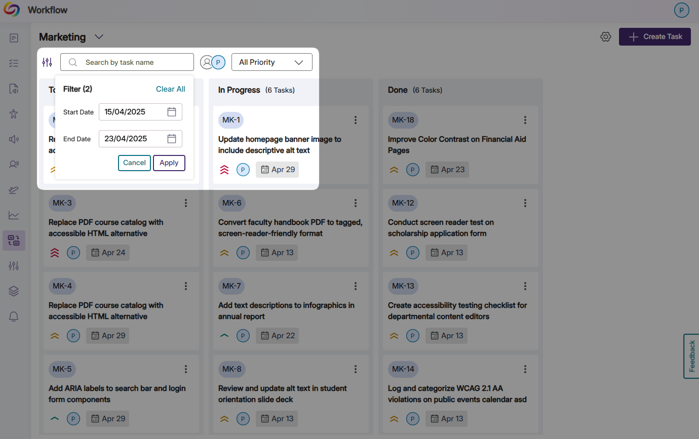 Advanced Filtering Capabilities for Efficient Workflow Management