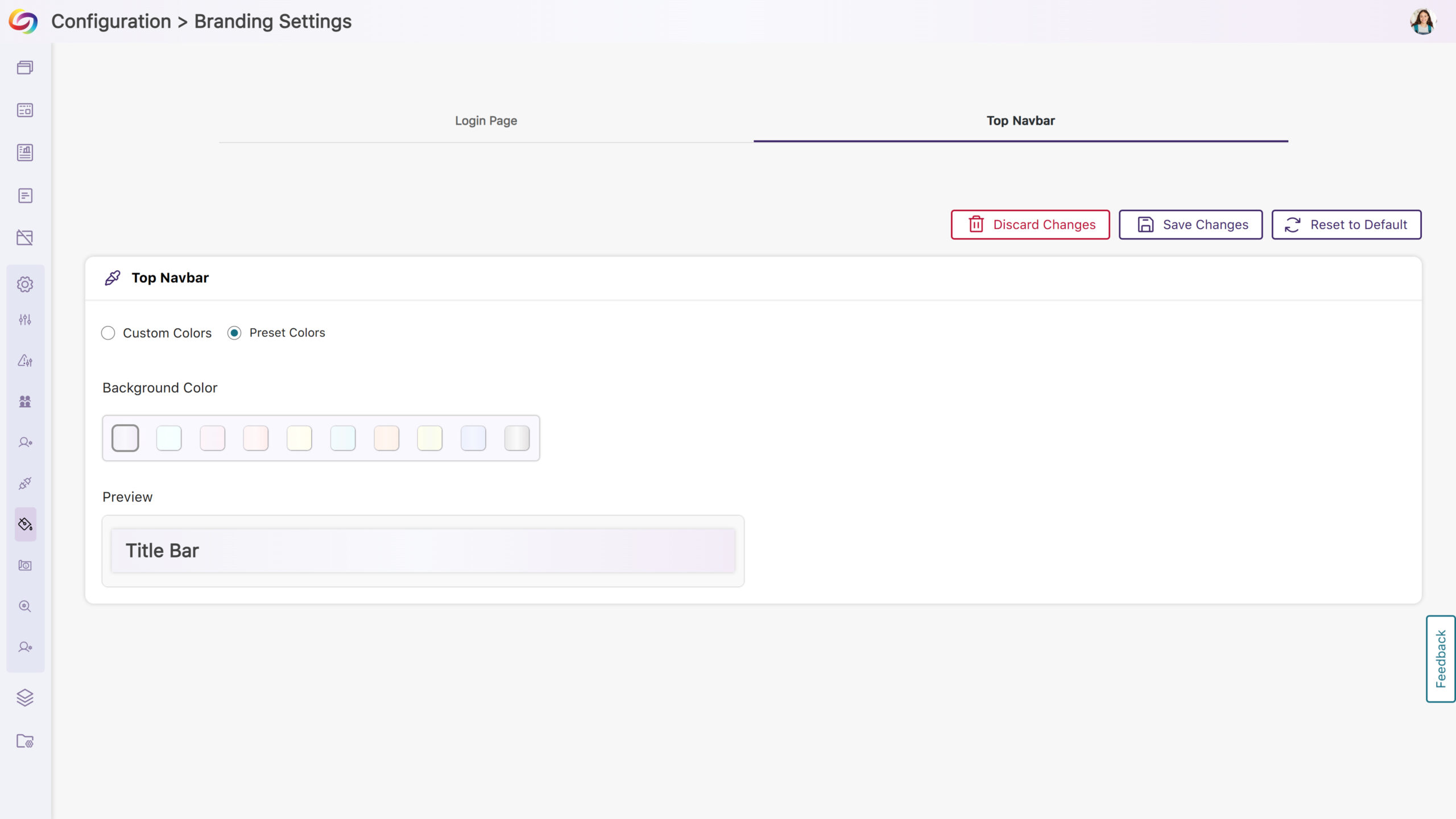 Customizable Top Bar Colors to Match Institutional Branding