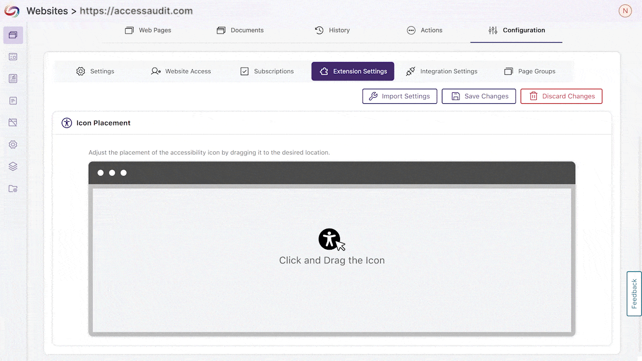 Customize the Browser Extension Widget Placement