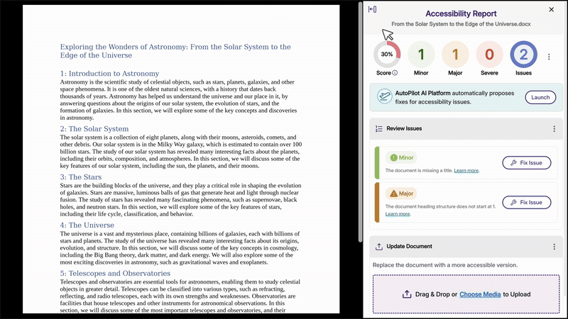 Users Can Now Move the Accessibility Report with a New Toggle Button