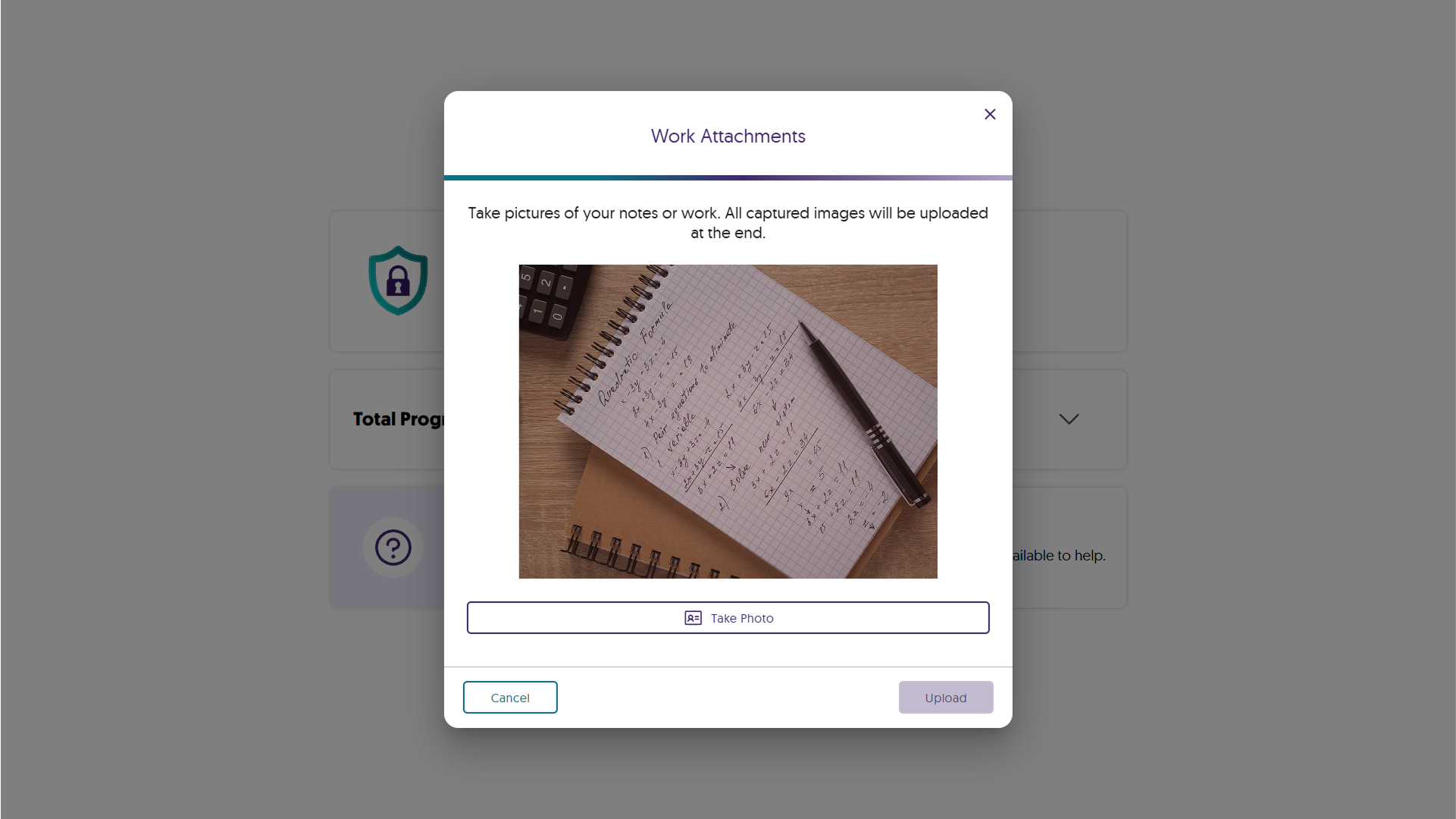 Ability to Attach “Scrap Page” and Test Notes  in the Lockdown App Using the Webcam