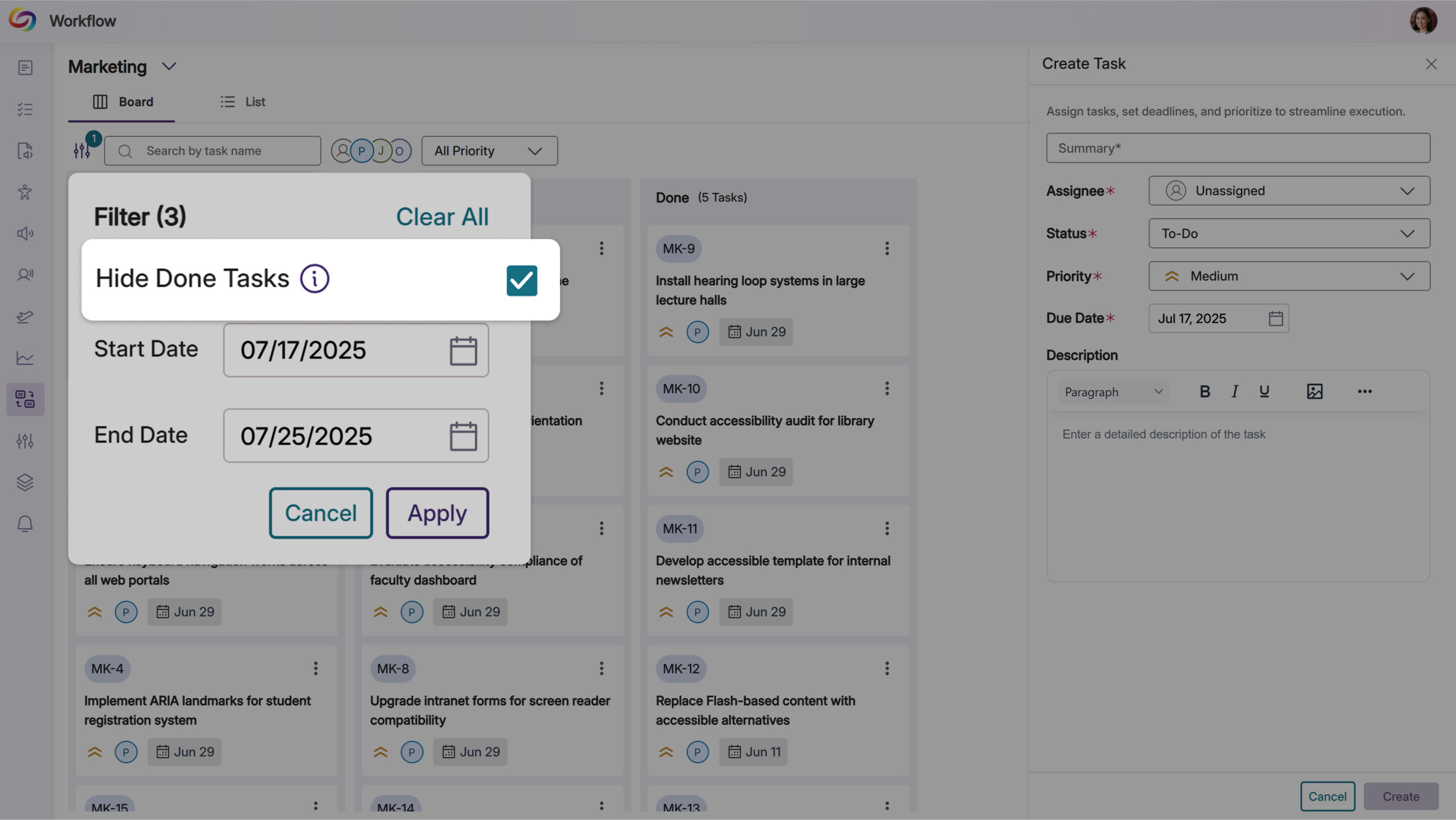 Auto-Hide Completed Workflow Tasks for Improved Focus