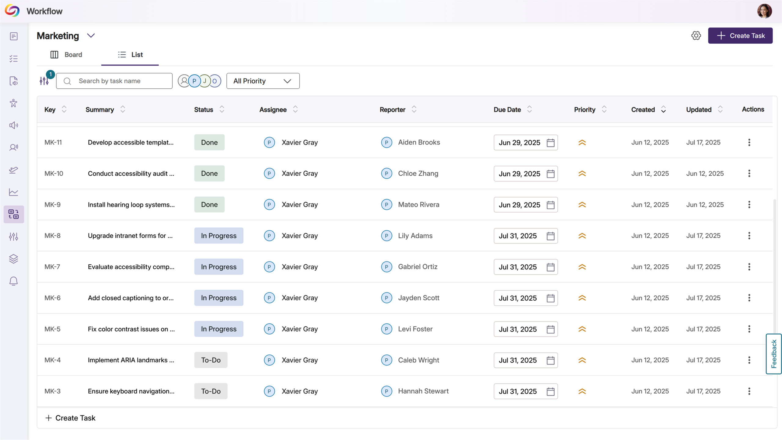 New Advanced Workflow Management List View