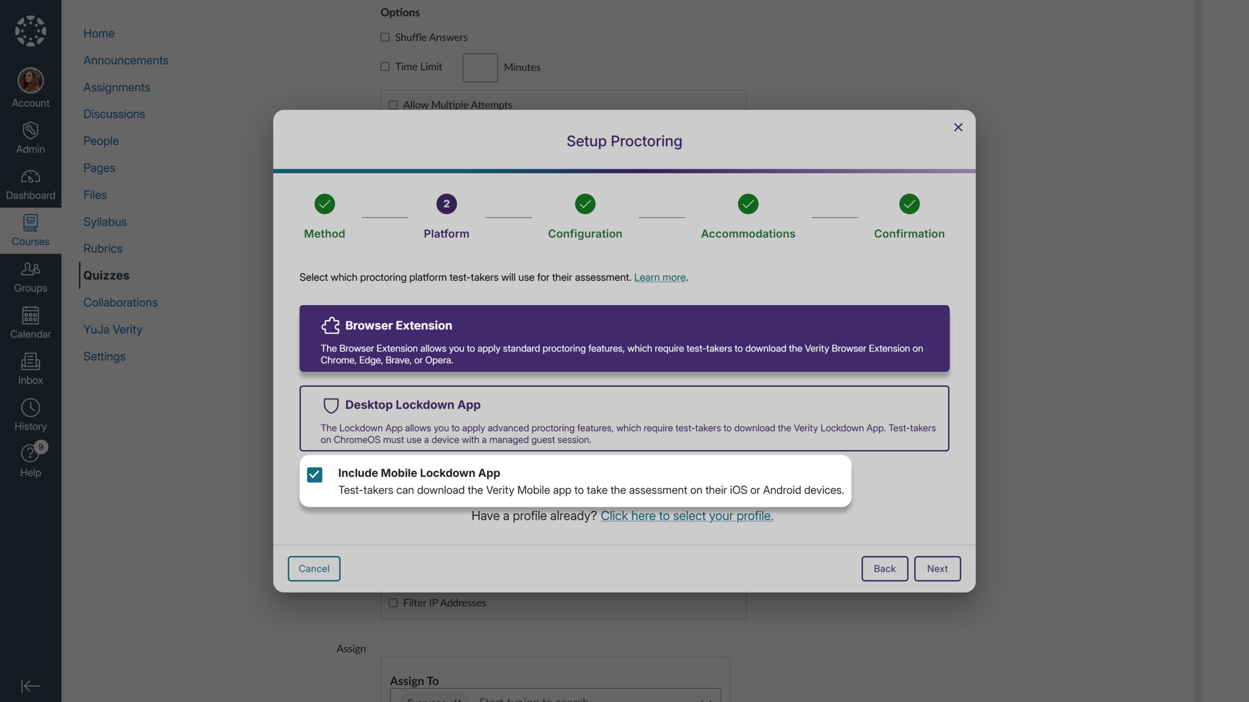 Mobile App Access for Extension Quizzes