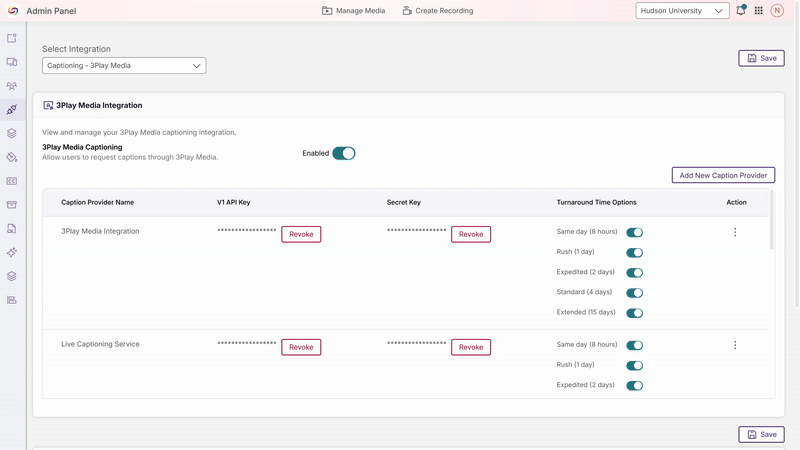 Captioning Integration Setup Streamlines Provider Configuration Management