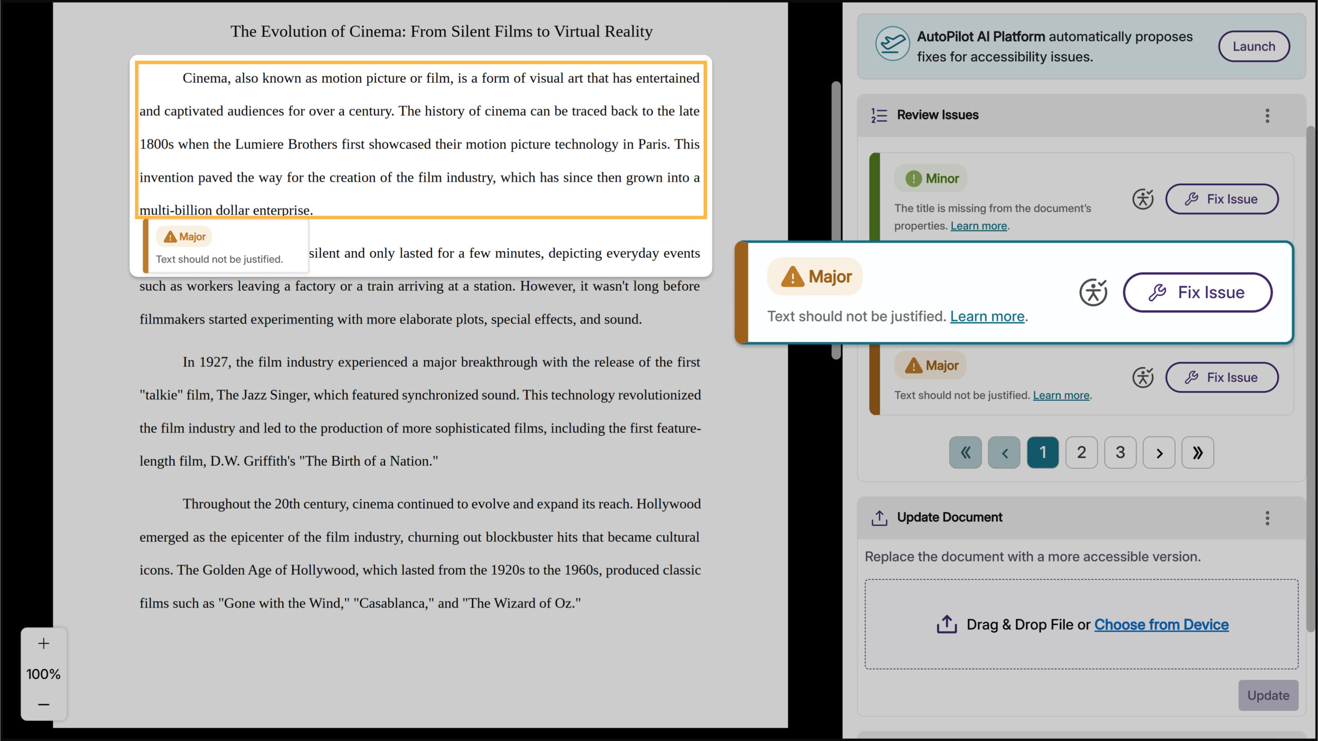 Improved Issue Highlighting Accuracy in Document Accessibility Reports